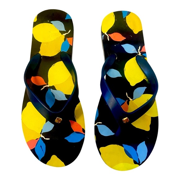 Kate Spade Fiji Lemon Flip Flops Sz 7 - Picture 1 of 4